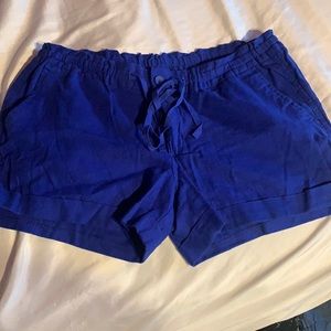 Royal blue drawstring and button shorts